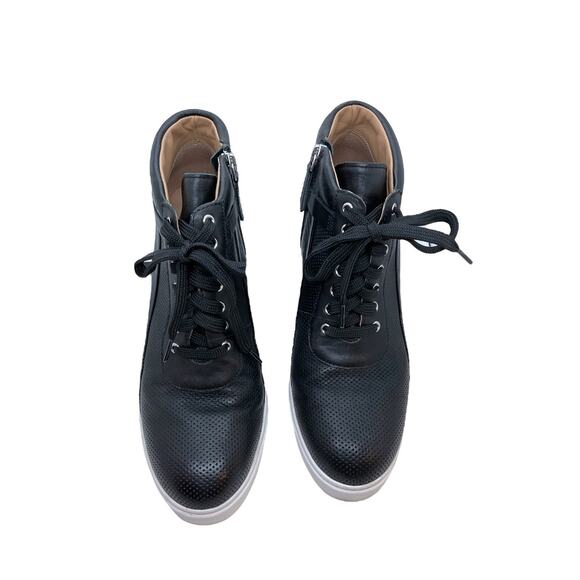 LINEA PAOLO BOOTIES 8.5 M Black Hidden Wedge Sneaker Zip Lace Up Street Style - Picture 12 of 15